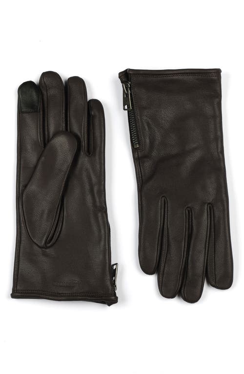 AllSaints Zip Leather Gloves at Nordstrom,