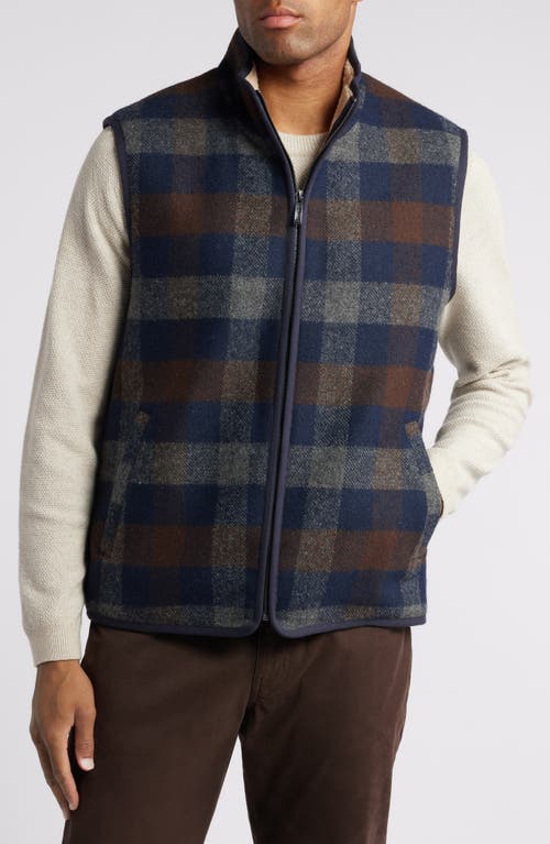 Shop Johnston & Murphy Fleece Lined Felted Check Vest In Navy