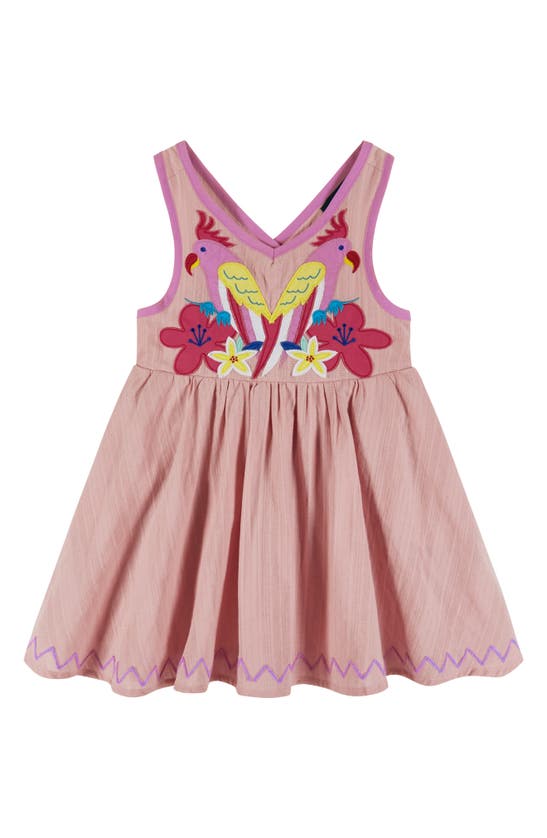 Shop Andy & Evan Kids' Floral Appliqué Dress In Pink Parrot