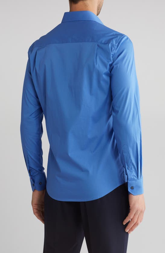 Shop Duchamp Solid Tailored Fit Dress Shirt In Blue
