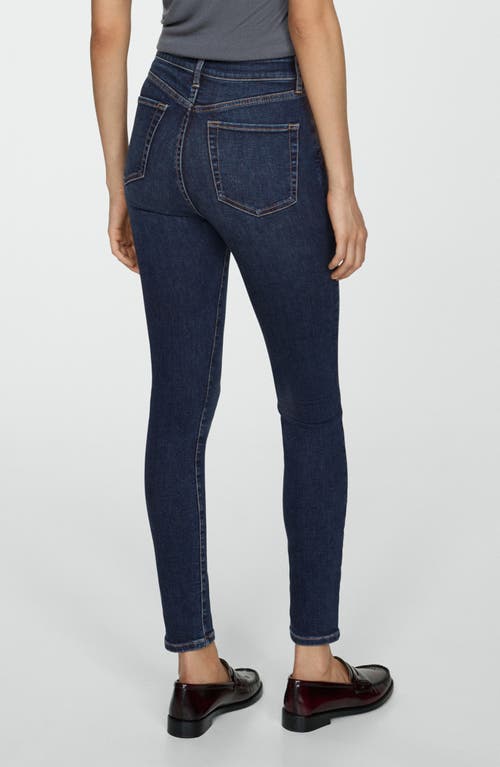 Shop Mango Carla High Waist Skinny Jeans In Dark Blue