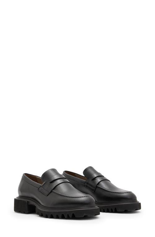 Shop Allsaints Lola Lug Sole Penny Loafer In Black