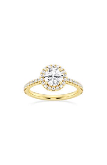 Shop Badgley Mischka Collection 14k Gold Round Lab Created Diamond Halo Ring In Yellow