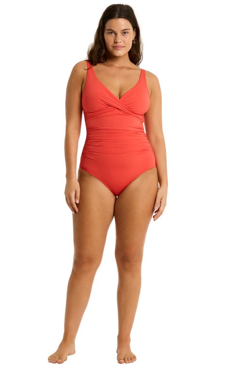 Shop Sea Level Cross Front One-piece Swimsuit In Flame