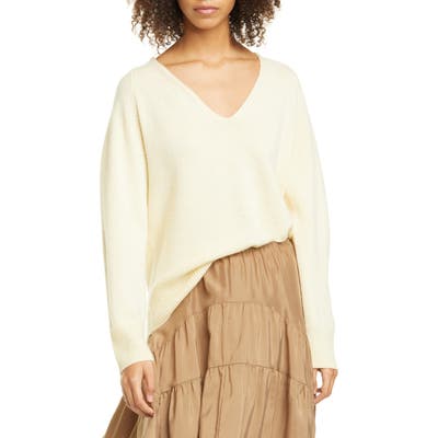 Vince Wool & Cashmere V-Neck Sweater, Yellow