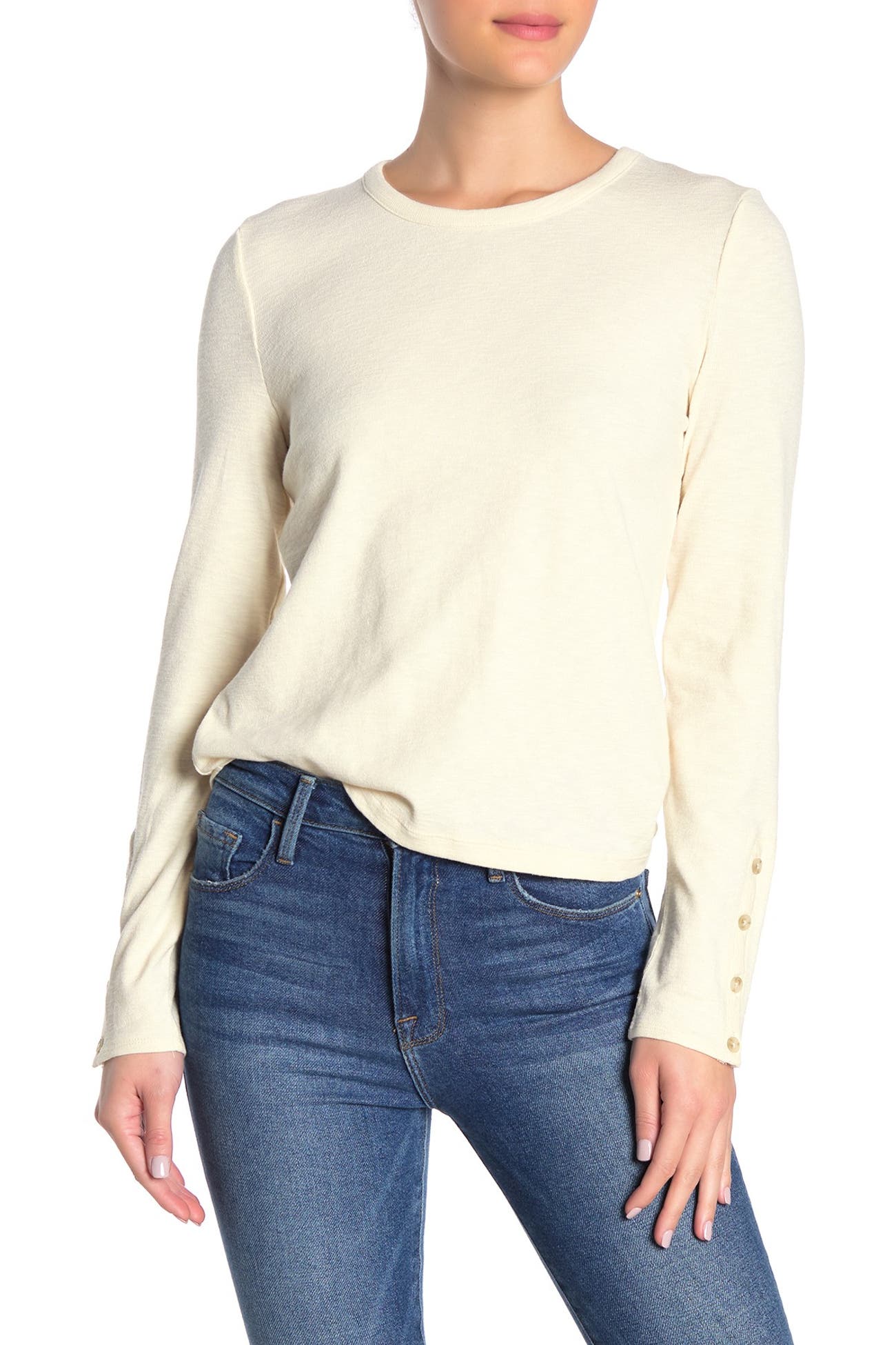 Madewell | Crew Neck Button Long Sleeve Shirt | Nordstrom Rack