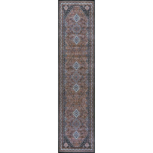 Shop Jonathan Y Dalyan Geometric Medallions Machine-washable Area Rug In Brown/blue/gray