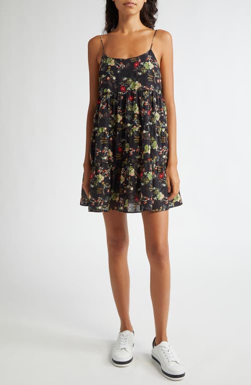 Shop Alice And Olivia Alice + Olivia Collen Floral Minidress In Blush Kiss Black