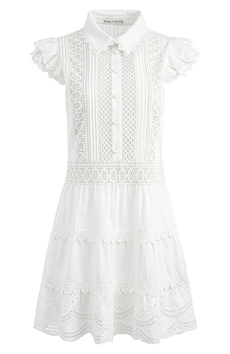 Alice + Olivia Meeko Embroidered Eyelet & Lace Trim Cotton Minidress ...