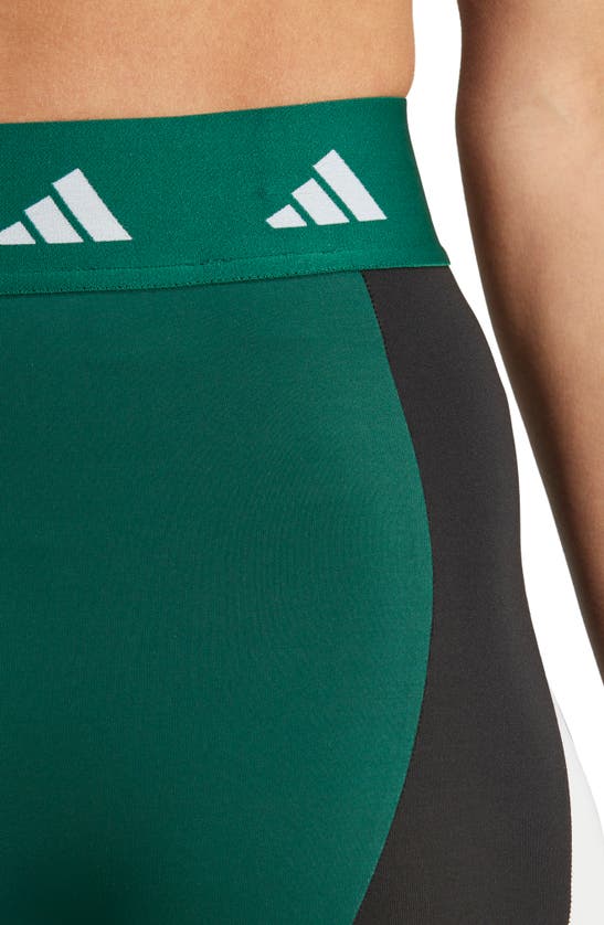 Shop Adidas Originals Techfit 7/8 Training Tights In Black/ Collegiate Green/ White