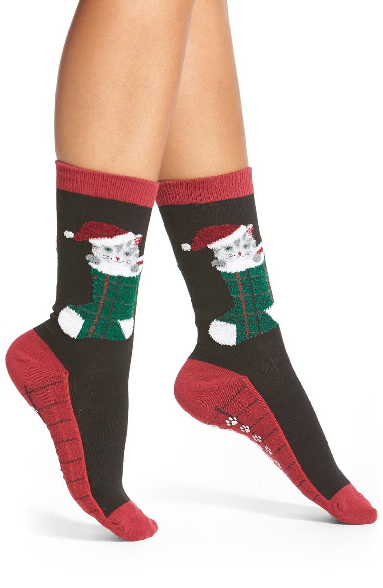 Hot Sox 'Cat in Stocking' Non-Skid Crew Socks | Nordstrom