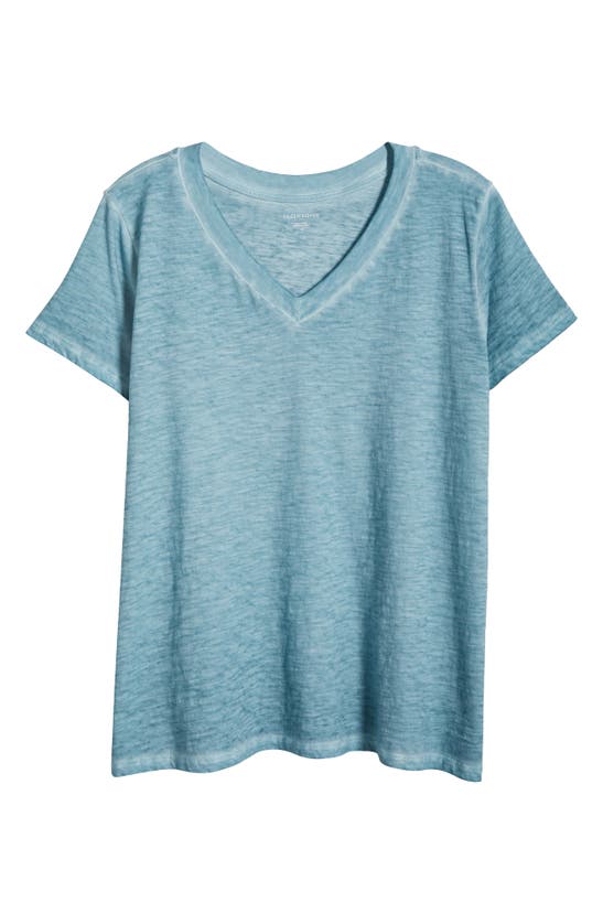 Shop Eileen Fisher Organic Cotton V-neck T-shirt In Seafoam