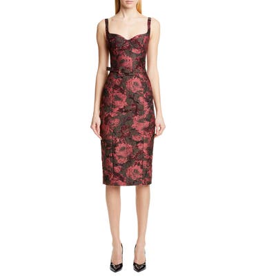 Michael Kors Belted Stretch Jacquard Sheath Dress, Pink