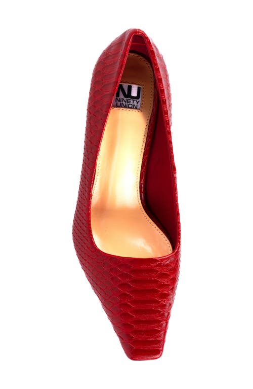 Ninety Union Intense Snake Embossed Pump In Red Snake