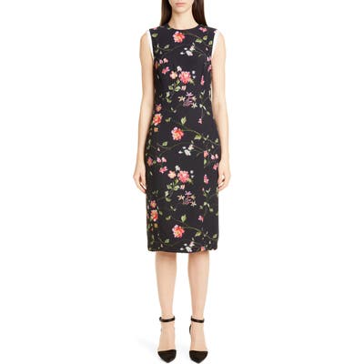 Jason Wu Collection Vine Floral Stretch Crepe Sheath Dress, Black