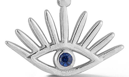 Sphera Milano Cz Evil Eye Pendant Necklace In Silver