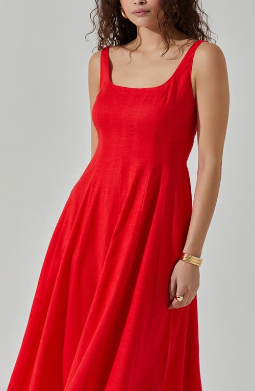 Astr The Label Square Neck Midi Dress In Red