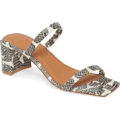 By Far Tanya Snake Embossed Strappy Square Toe Sandal, Brown