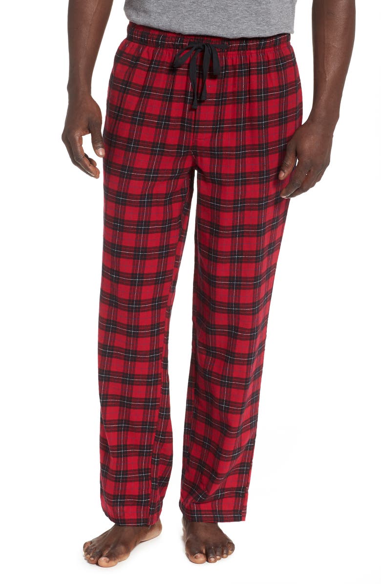 NORDSTROM MEN'S SHOP Flannel Pajama Pants, Main, color, RED BLACK WILLIAM TARTAN