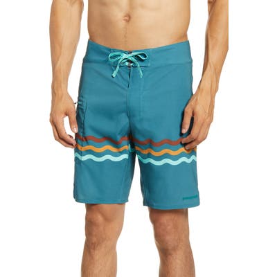 Patagonia Stretch Planing Swim Trunks, Blue/green