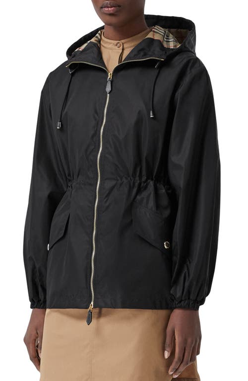 burberry Binham Zip Hooded Nylon Jacket in Black