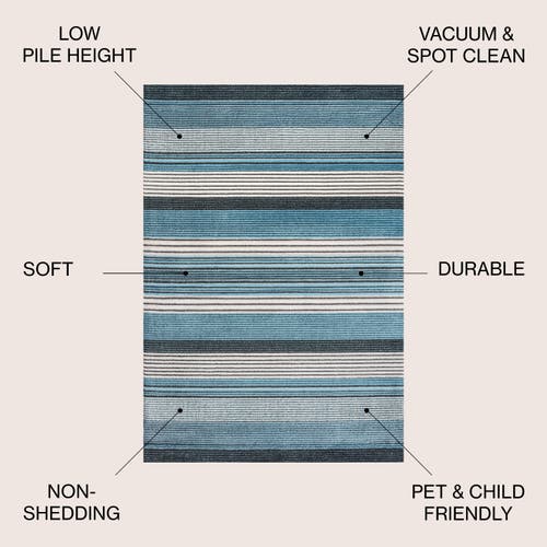 Jonathan Y Duxbury Gradient Ticking Striped Area Rug In Blue/navy