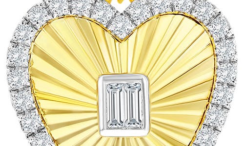 Shop Simona Cubic Zirconia Heart Drop Huggie Hoop Earrings In Two-tone