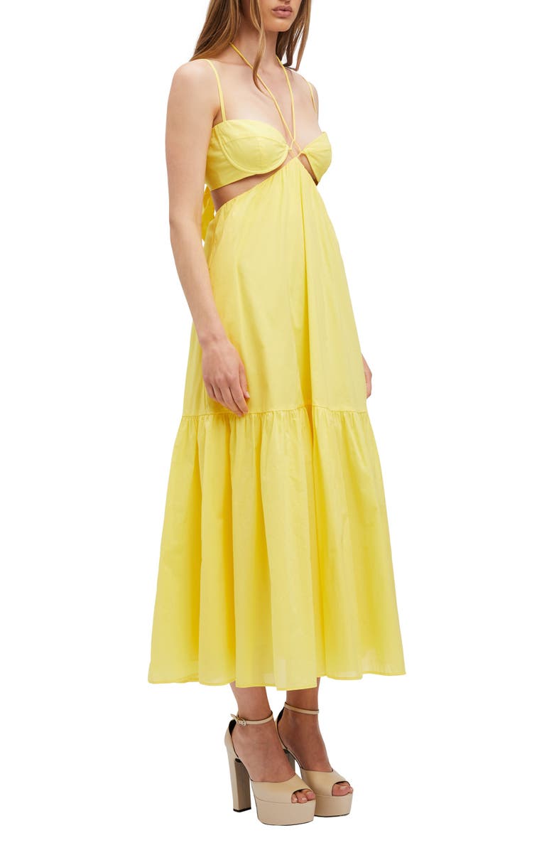 Bardot Willow Halter Neck Cotton Poplin Midi Dress | Nordstrom