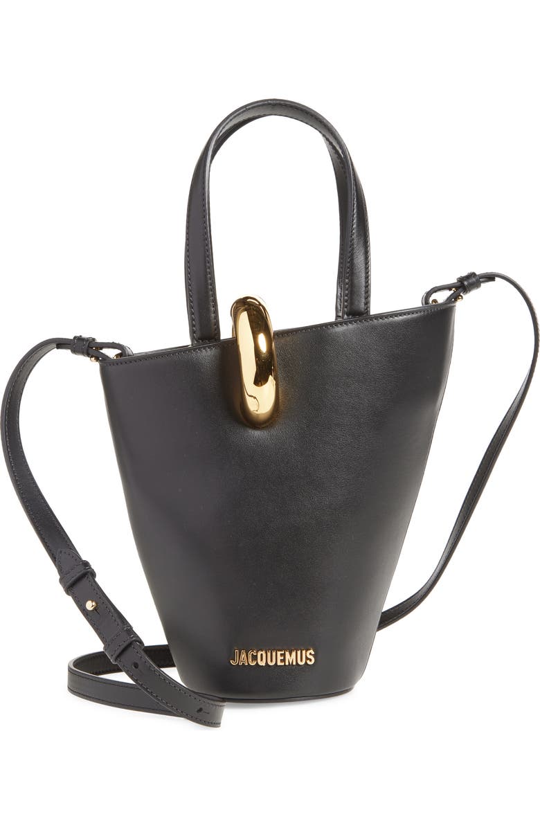 Jacquemus Le Petit Bambola Leather Bucket Bag, Main, color, Black 990