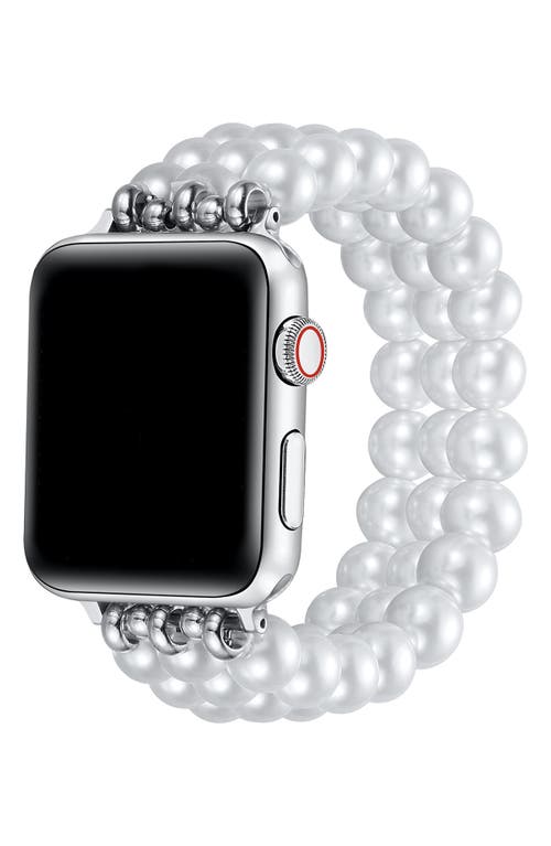 The Posh Tech Liz Imitation Pearl Apple Watch® Bracelet Watchband In White