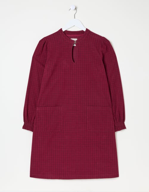 Shop Fatface Plus Size Fran Cord Check Dress In Dark Red