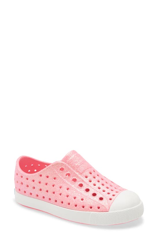 Native Shoes Kids' Jefferson Bling Glitter Slip-on Sneaker In Pink