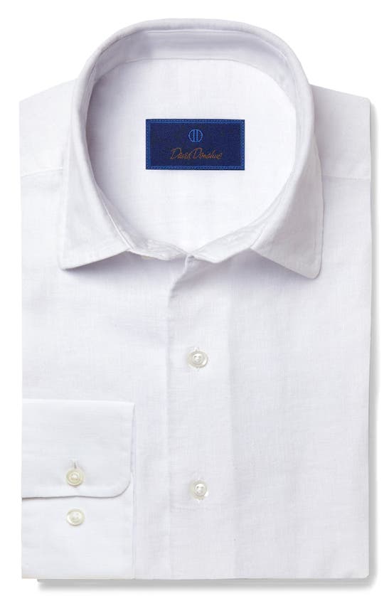 David Donahue Trim Fit Barrel Cuff Dress Shirt In White