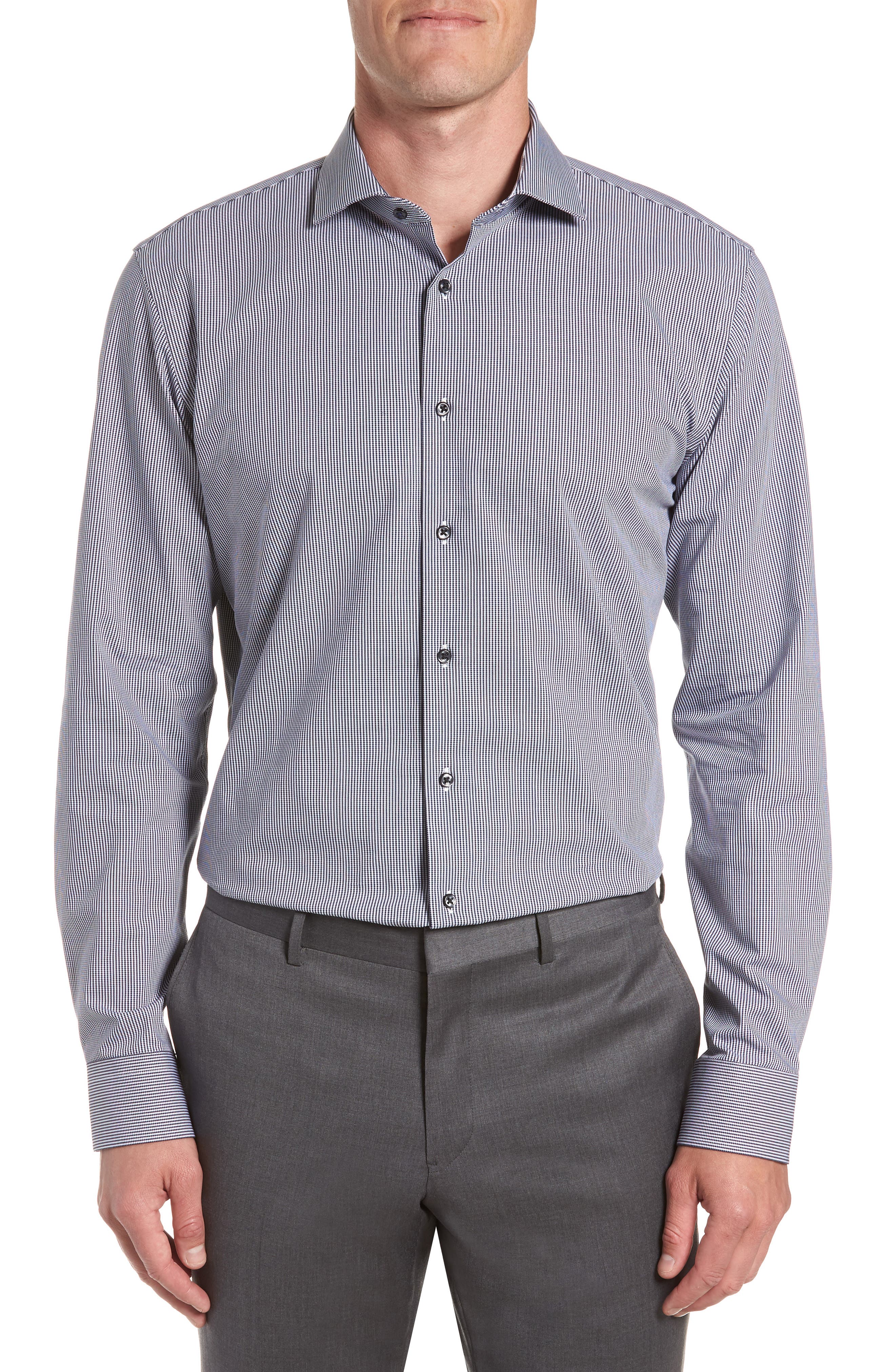 Nordstrom Men's Shop TechSmart Trim Fit Houndstooth Dress Shirt Nordstrom