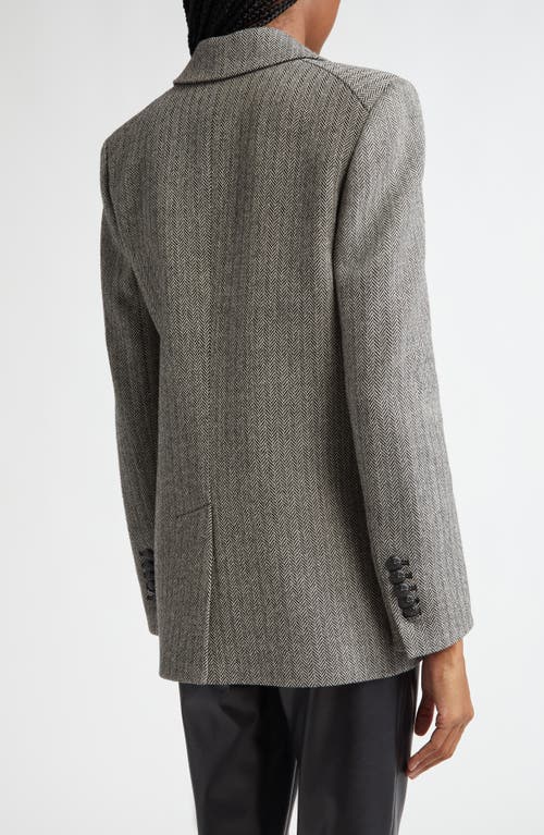 Shop Veronica Beard Vega Herringbone Tweed Virgin Wool Dickey Jacket In Black/white