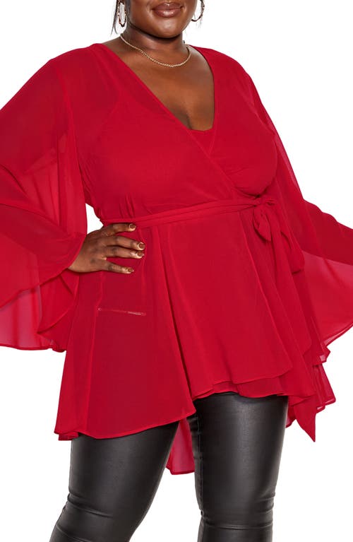 City Chic Fleetwood Wrap Tunic in Love Red