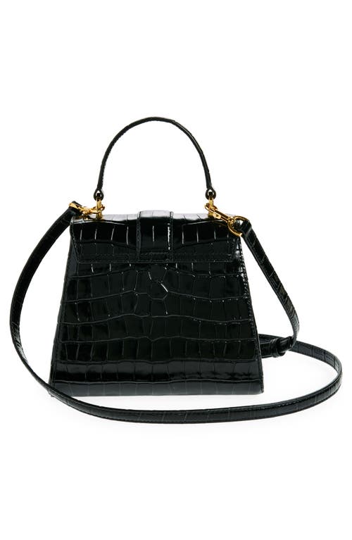 Veronica Beard Crest Croc Embossed Leather Top Handle Bag In Black