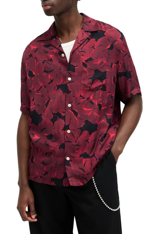 AllSaints Kaza Relaxed Fit Floral Camp Shirt at Nordstrom,