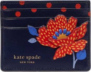 dottie bloom flower appliqué leather card holder