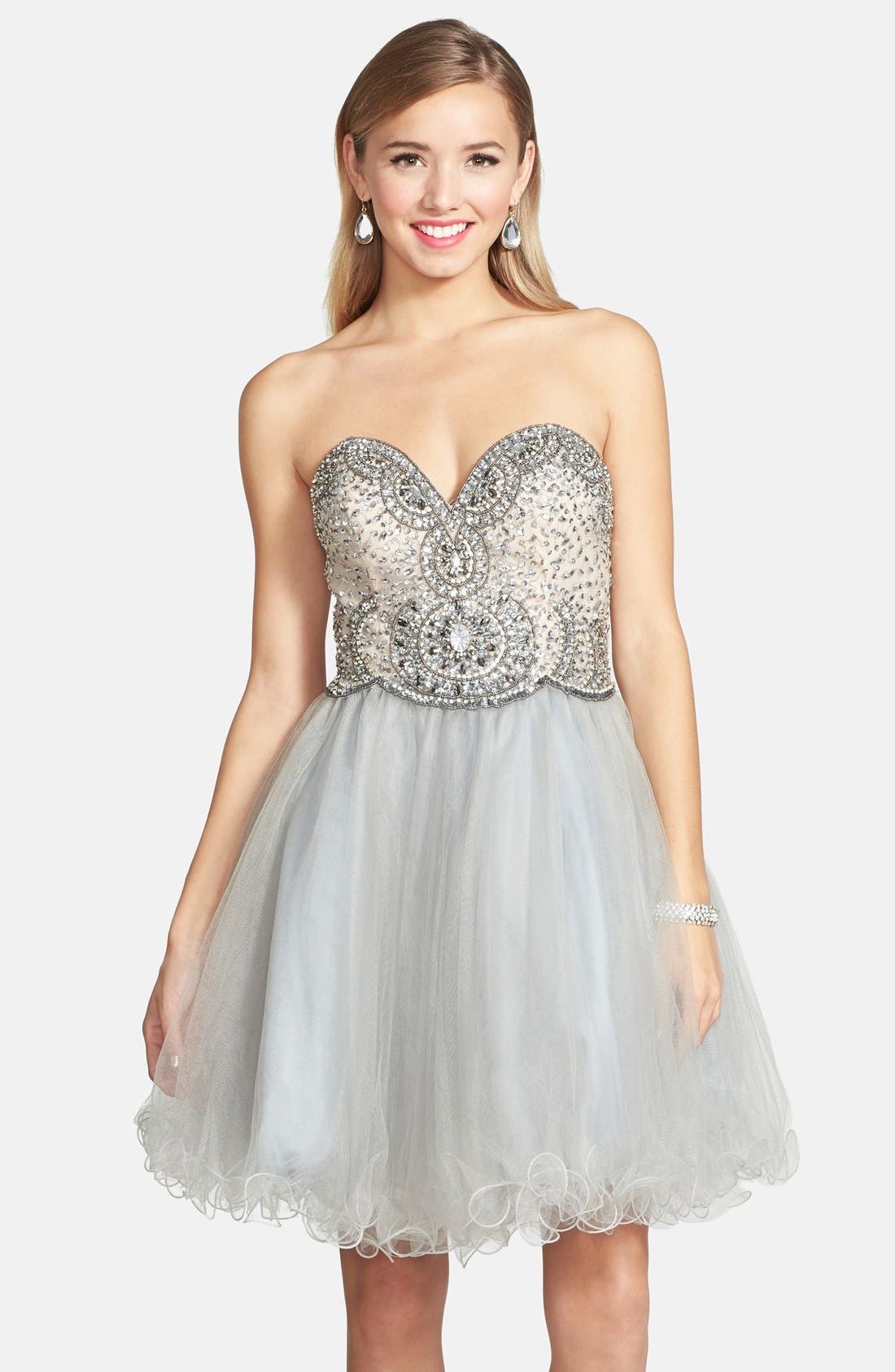 Terani Couture Embellished Tulle Strapless Fit & Flare Dress | Nordstrom