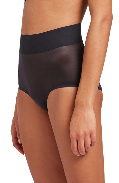 Shop Wolford Sheer Touch High Waist Control Panties In Black