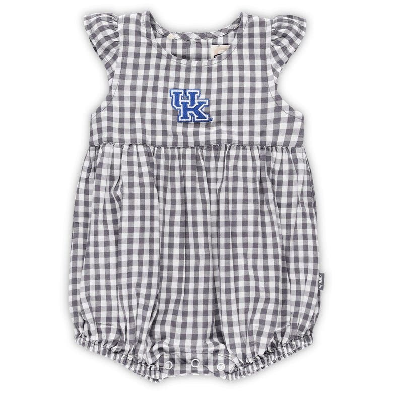Garb Babies' Girls Infant  Charcoal Kentucky Wildcats Cara Woven Gingham Ruffled Bodysuit