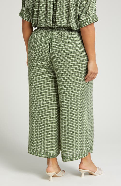 Shop Max Studio Crop Wide Leg Pants In Olive/cream Dolly Chains