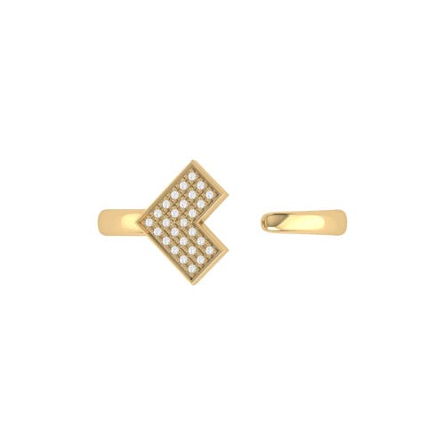 Luvmyjewelry One Way Arrow Sterling Silver Diamond Open Ring In 14kt Gold Vermeil On Sterling