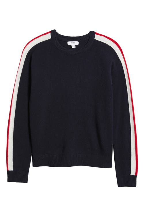 Shop Reiss Kids' Briar Wool Crewneck Sweater In Navy/red