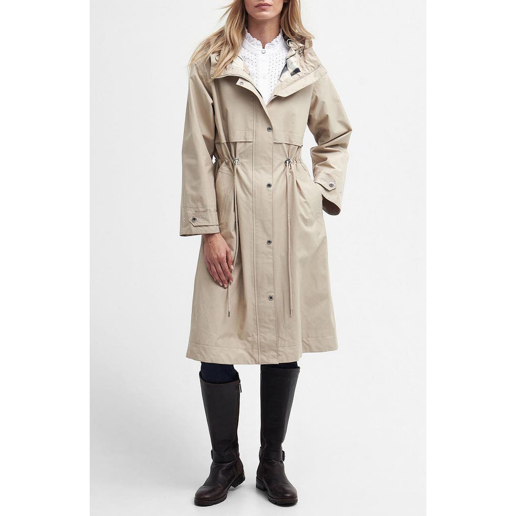 Barbour Lavender Waterproof Hooded Coat In Light Sand