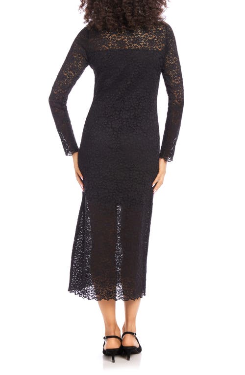 Shop Karen Kane Lace Long Sleeve Midi Dress In Black