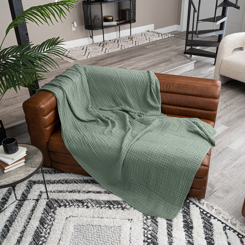Comfy Cubs Adult Muslin Blanket In Fern