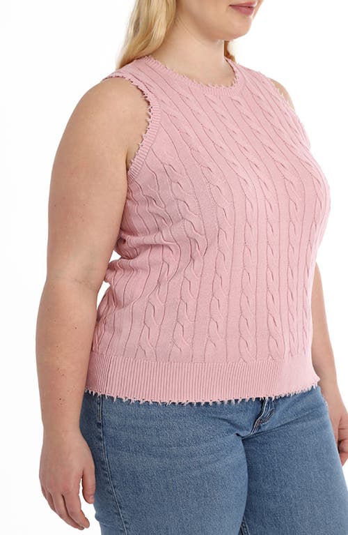 Minnie Rose Cotton Cashmere Heart Pointelle Scalloped Tank In Pink