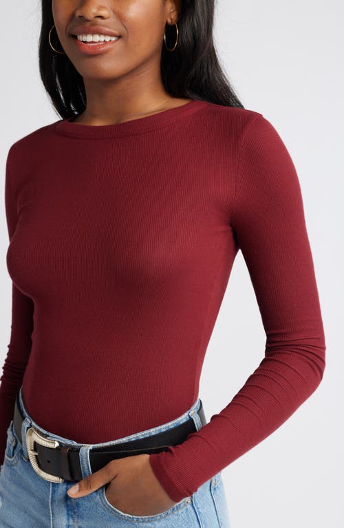 Bp. Ribbed Long Sleeve T-shirt In Red Grape